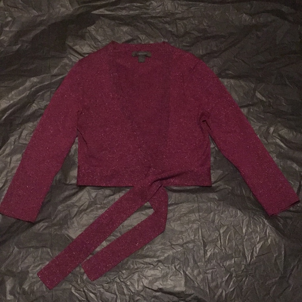 Express Purple Crop Cardigan